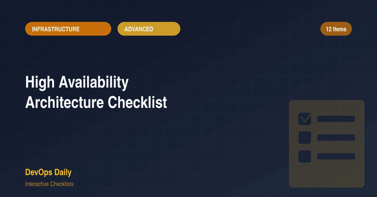 High Availability Architecture Checklist